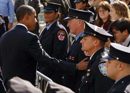 Barack Obama op Ground Zero op 11 september 2008