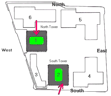 Overzicht aanvliegroutes op Twin Towers